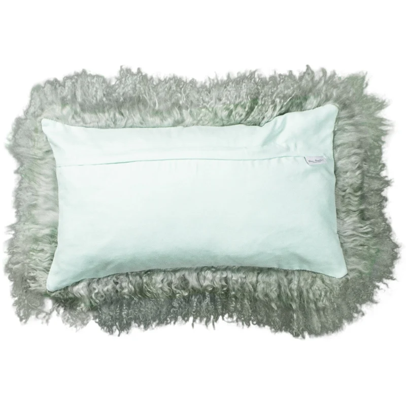 Housse de coussin en fourrure de mouton tibétain menthe