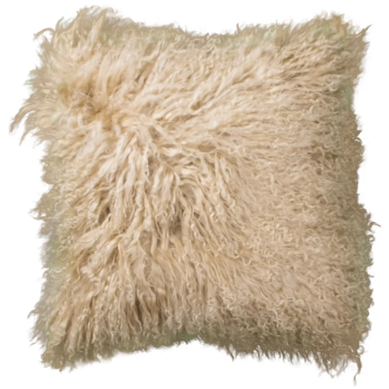 Housse de coussin en fourrure de mouton tibétain chameau