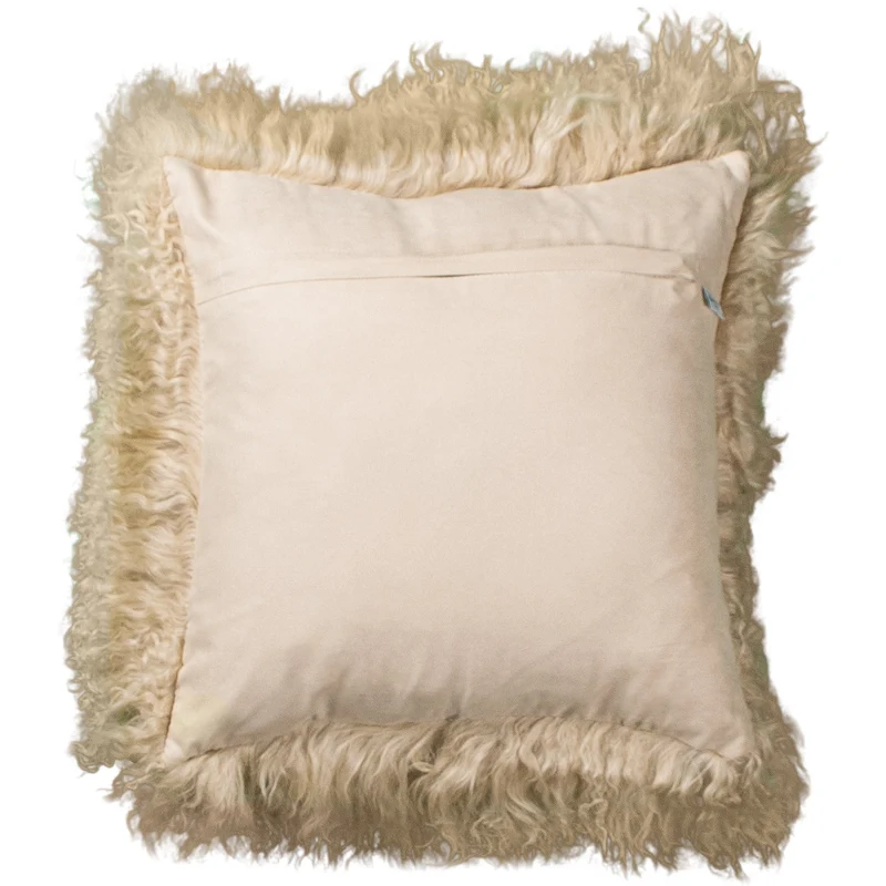 Housse de coussin en fourrure de mouton tibétain chameau