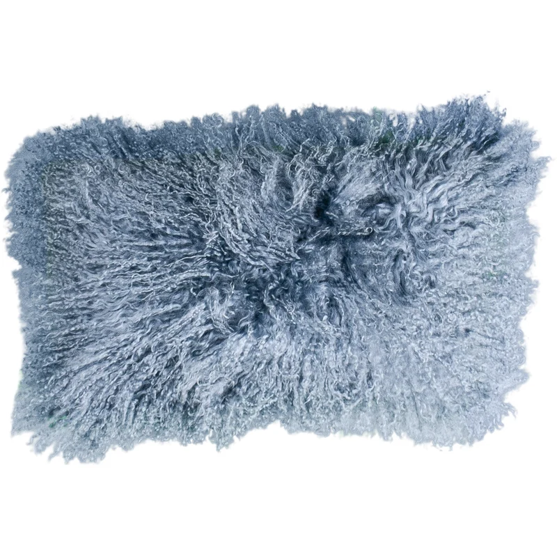 Housse de coussin en fourrure de mouton tibétain bleu vintage