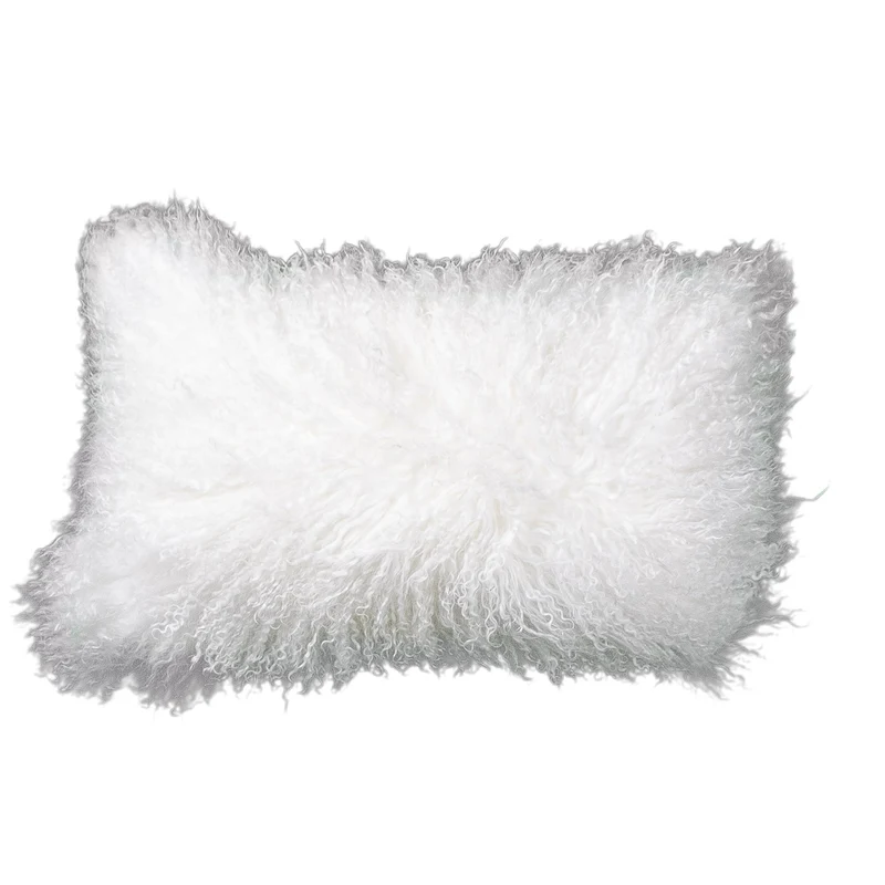 Housse de coussin en fourrure de mouton tibétain blanc