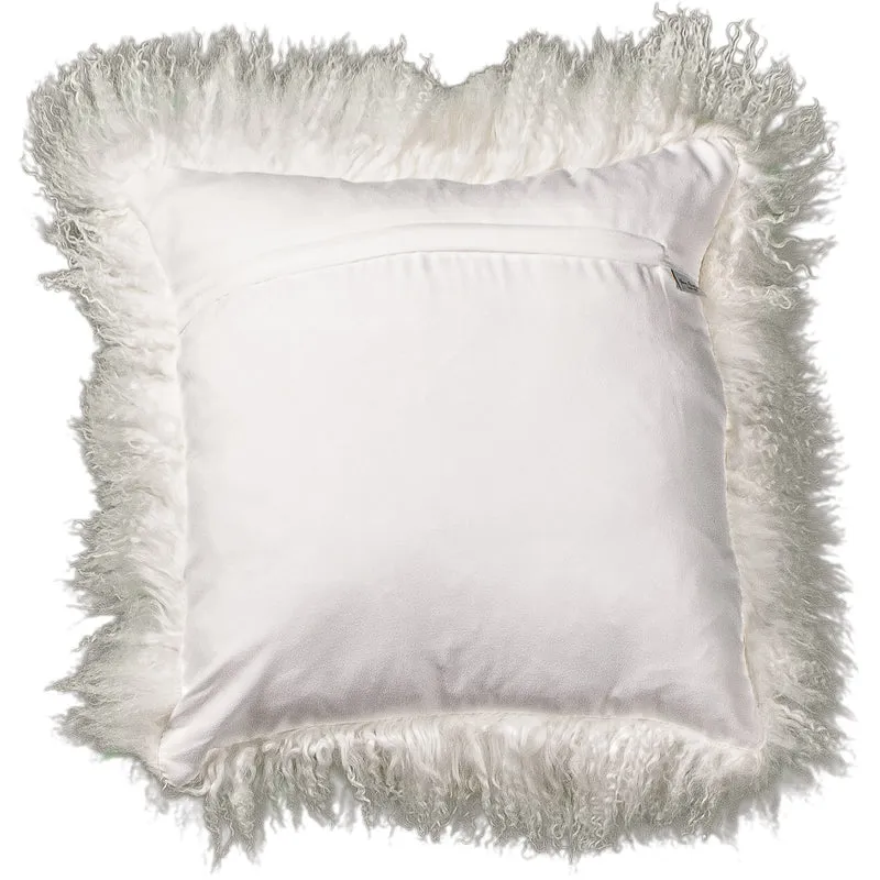 Housse de coussin en fourrure de mouton tibétain blanc cassé