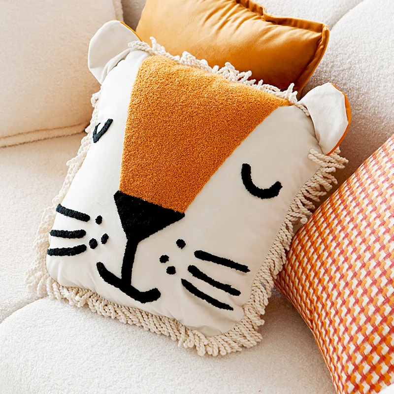 Housse de Coussin Tête de Lion