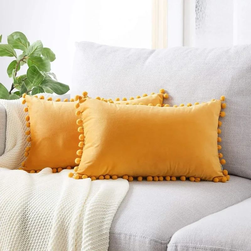 Housse de Coussin avec Pompon