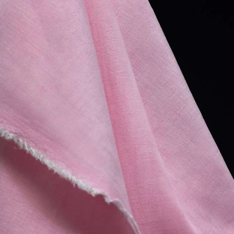 Popeline de coton rose | Tissu pour chemise structuré