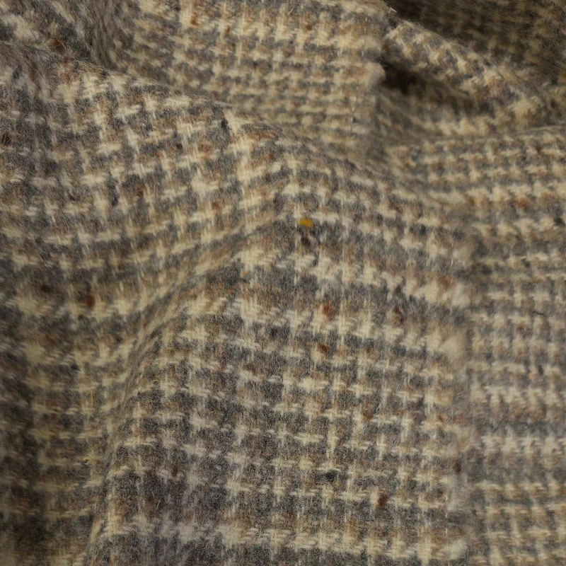 Laine | Tissé Teint | Grands Carreaux Crème, Gris et Naturel