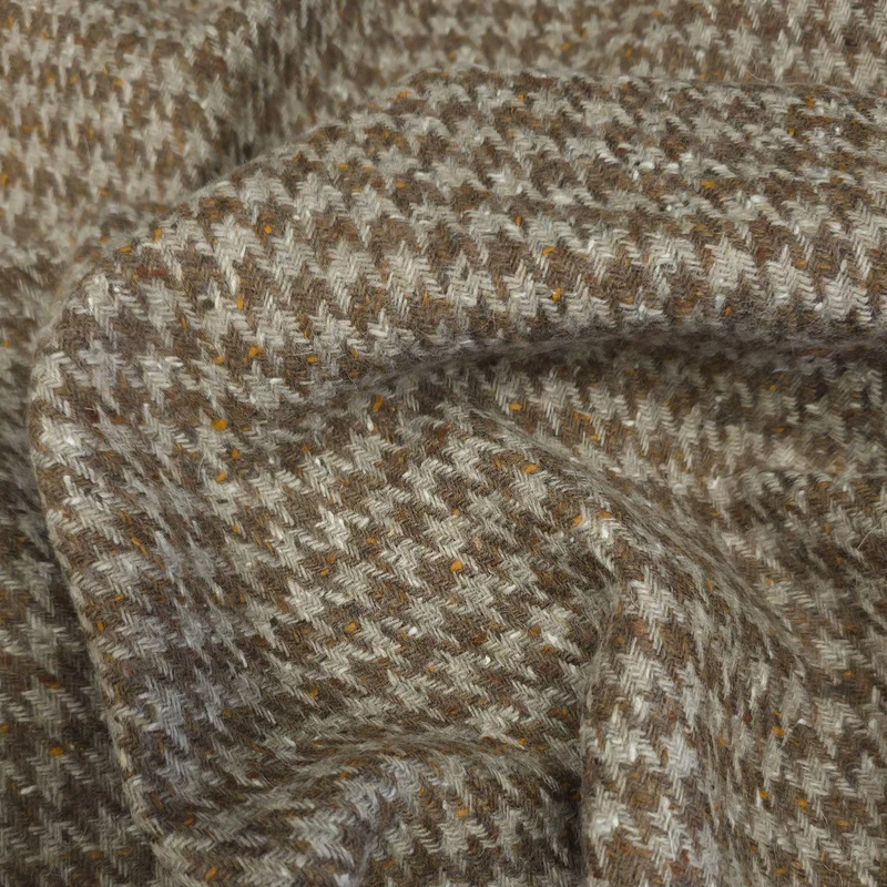 Mélange de laine | Tissé Teint | Pied-de-Coq | Brun