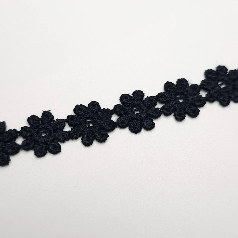 Galon décoratif à fleurs | Noir | 11 mm
