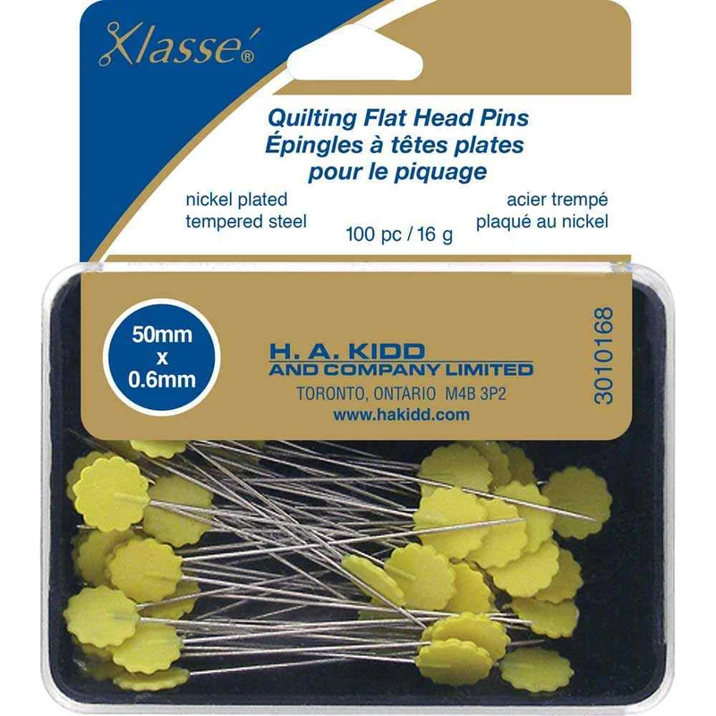 KLASSÉ |Épingles à Tête Plate | Jaune | 100 Mcx | 50 mm (2″)