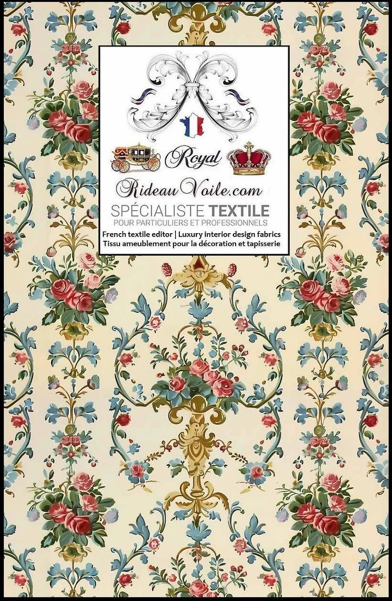 Tissu ameublement d'intérieur rétro motif vintage Baroque Rococo Floral le mètre