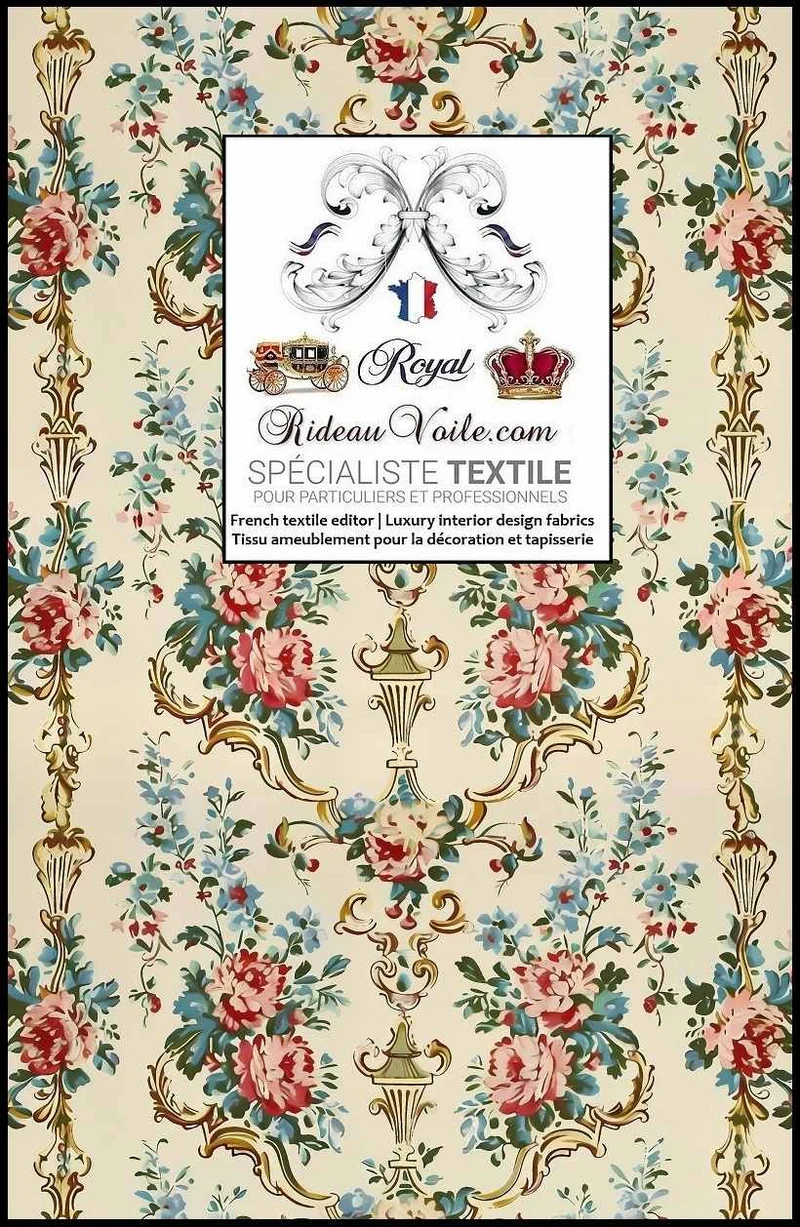 Tissu ameublement intérieur explosion florale vintage Baroque Rococo papier peint