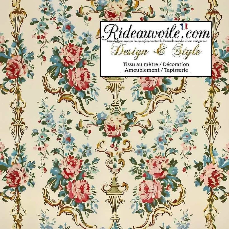 Tissu ameublement intérieur explosion florale vintage Baroque Rococo papier peint
