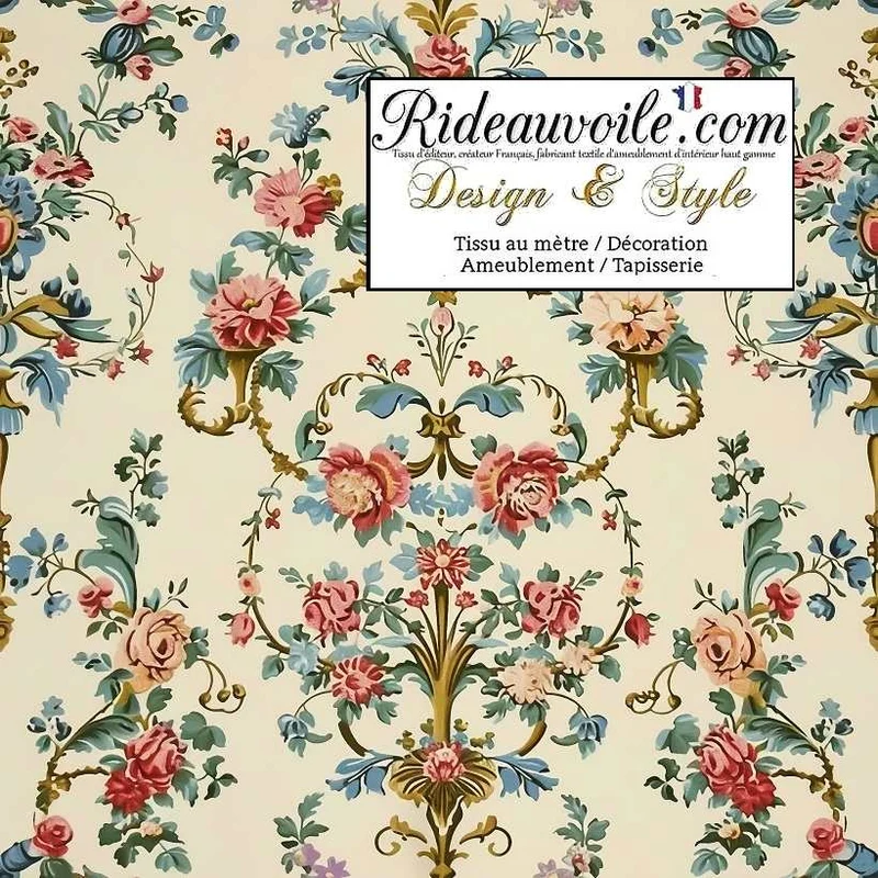 Toile de Jouy tissu ameublement intérieur florale Baroque Rococo & papier peint