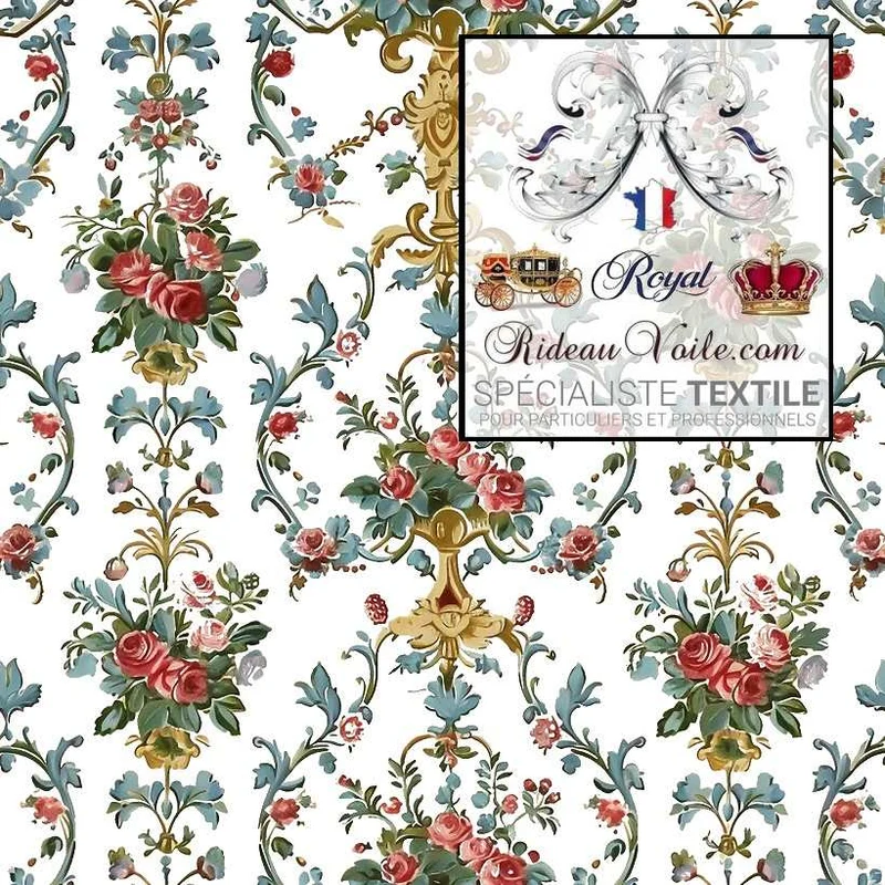 Tissu ameublement Ignifugé Rococo Vintage Créateurs Architecte d'intérieur Rénov' Paris
