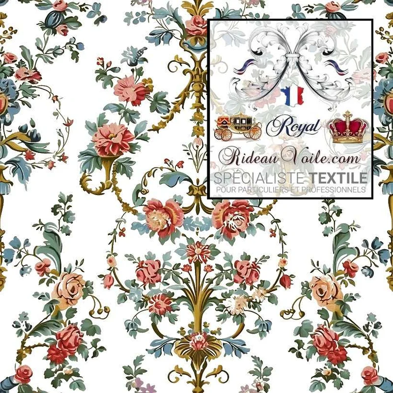 Toile de Jouy tissu ameublement intérieur florale Baroque Rococo & papier peint