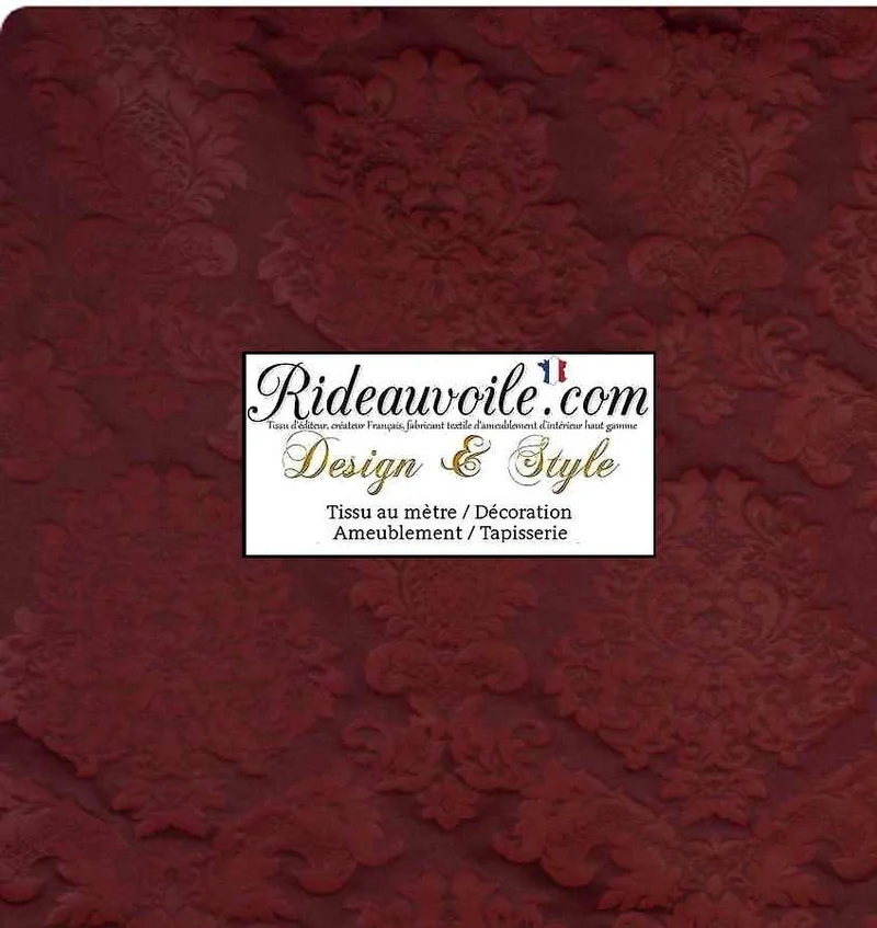 Tissu ameublement intérieur mètre Jacquard Baroque rideau Tapisserie Damasco rouge