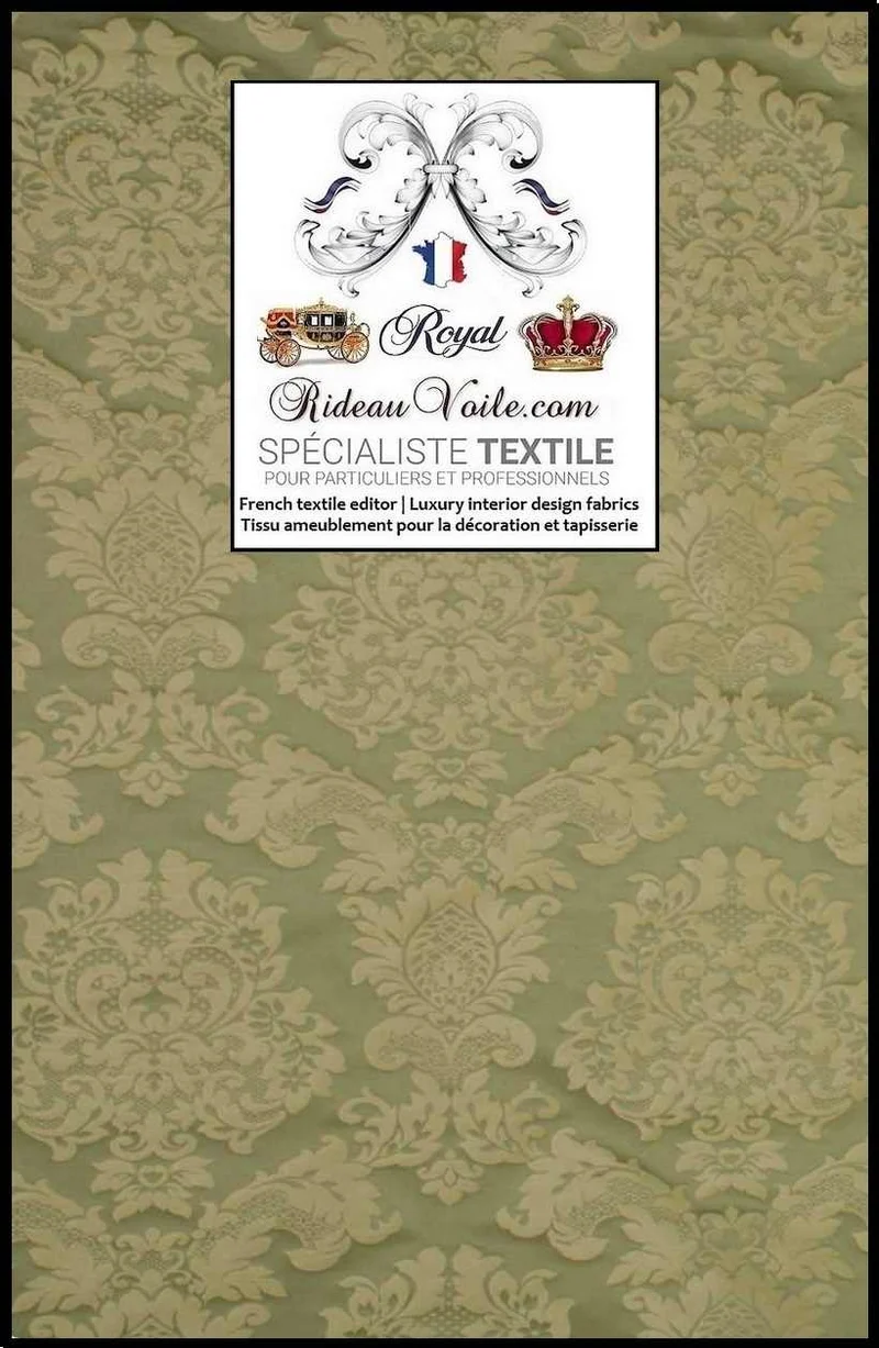 Tissu ameublement mètre Jacquard Baroque Damask rideau Tapisserie Damasco vert