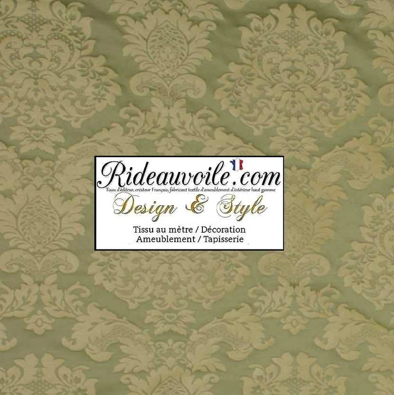 Tissu ameublement mètre Jacquard Baroque Damask rideau Tapisserie Damasco vert