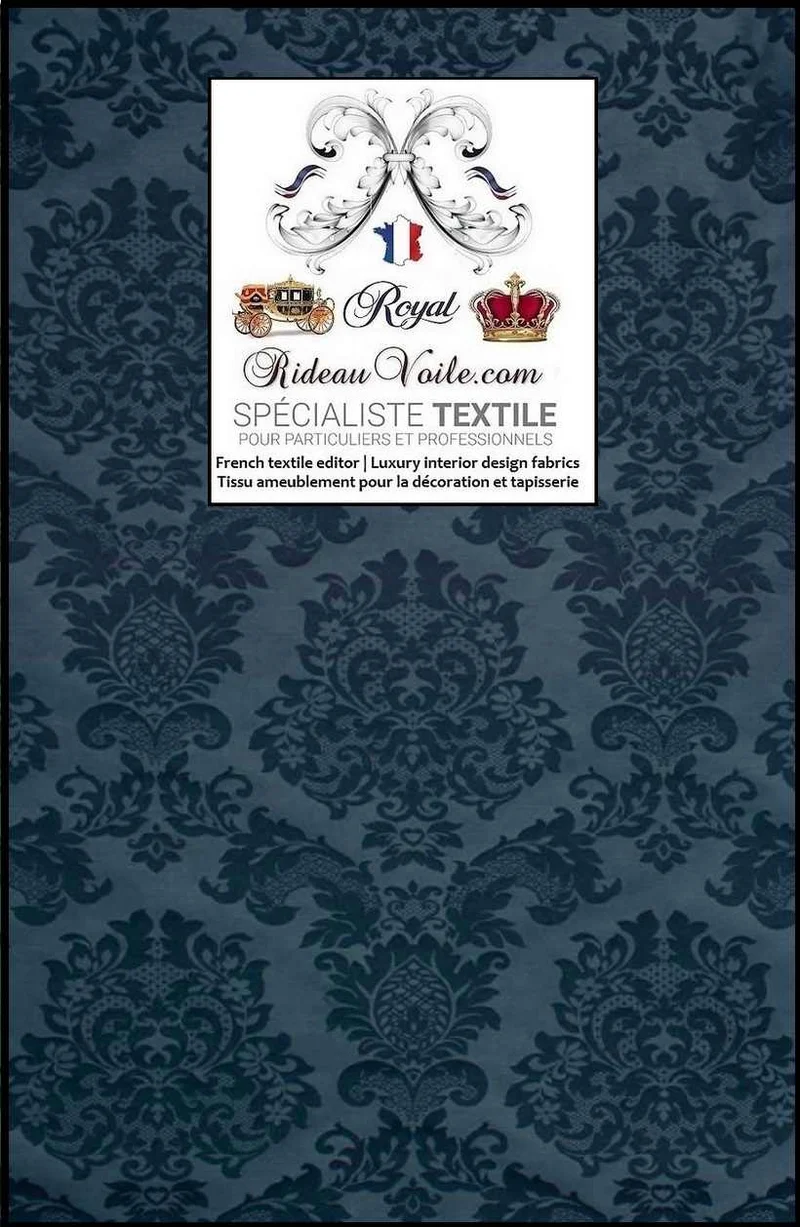 Tissu ameublement mètre Jacquard Baroque Damask rideau tapissier siège bleu