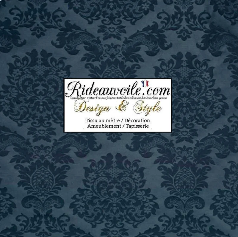 Tissu ameublement mètre Jacquard Baroque Damask rideau tapissier siège bleu