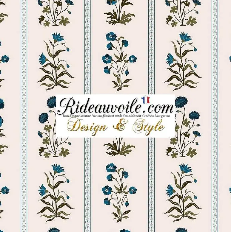 Tissu ameublement imprimé floral motif Décoration fleurs Indiennes au mètre