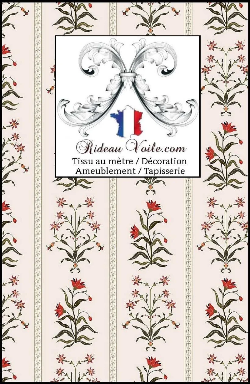 Tissu ameublement inspiration floral fleurs Indienne Toile en Jouy ethnique mètre