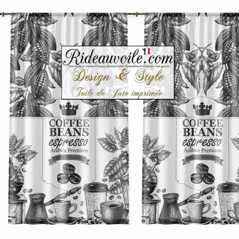 Burlaps sacks upholstery Coffee | Motif Fond Toile Jute imprimé café expresso
