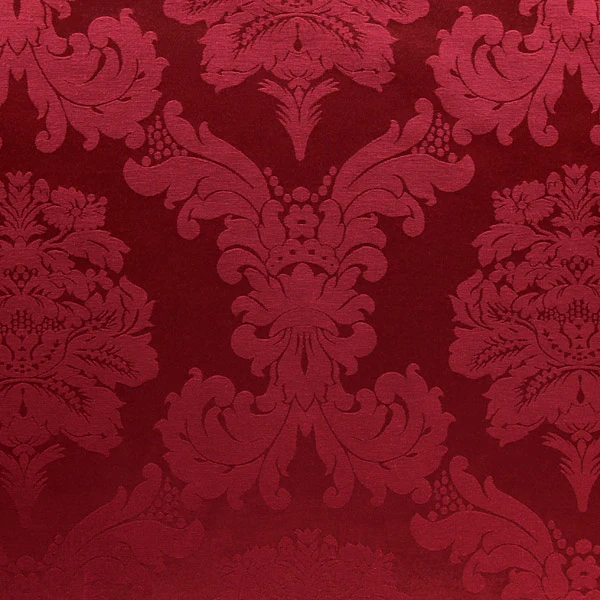 Tissu Damassé ameublement au mètre jacquard Damasco Baroque rideau rouge vin