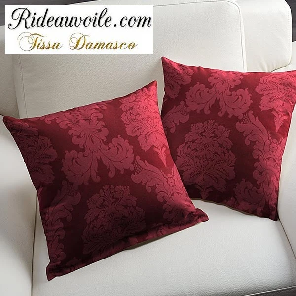 Tissu Damassé ameublement au mètre jacquard Damasco Baroque rideau rouge vin