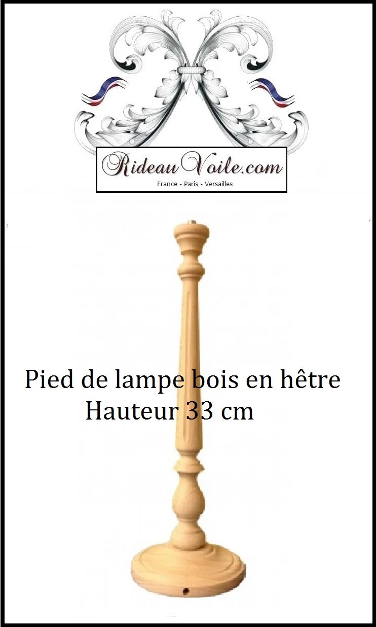 Accessoires français pied de lampe cannelé en bois de hêtre pour abat-jour à poser