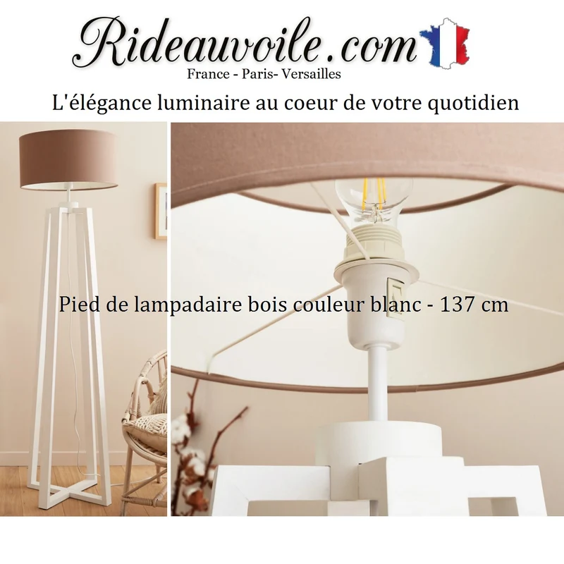 Pied de lampe lampadaire bois naturel hêtre luminaire pour abat-jour à poser
