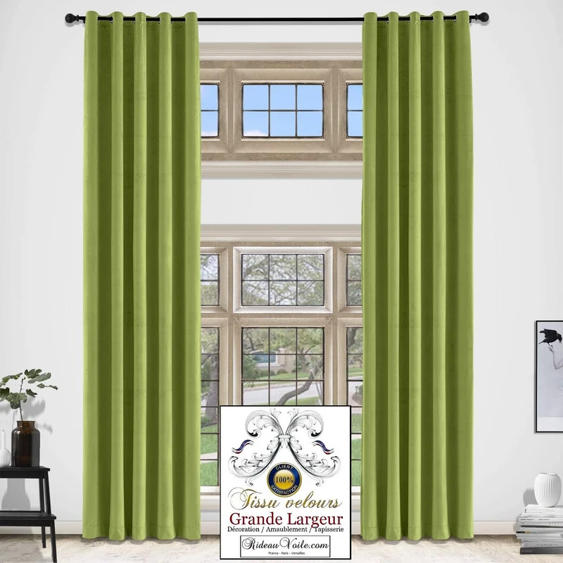 Tissu Velours vert grande largeur mètre ameublement intérieur rideau sur mesure