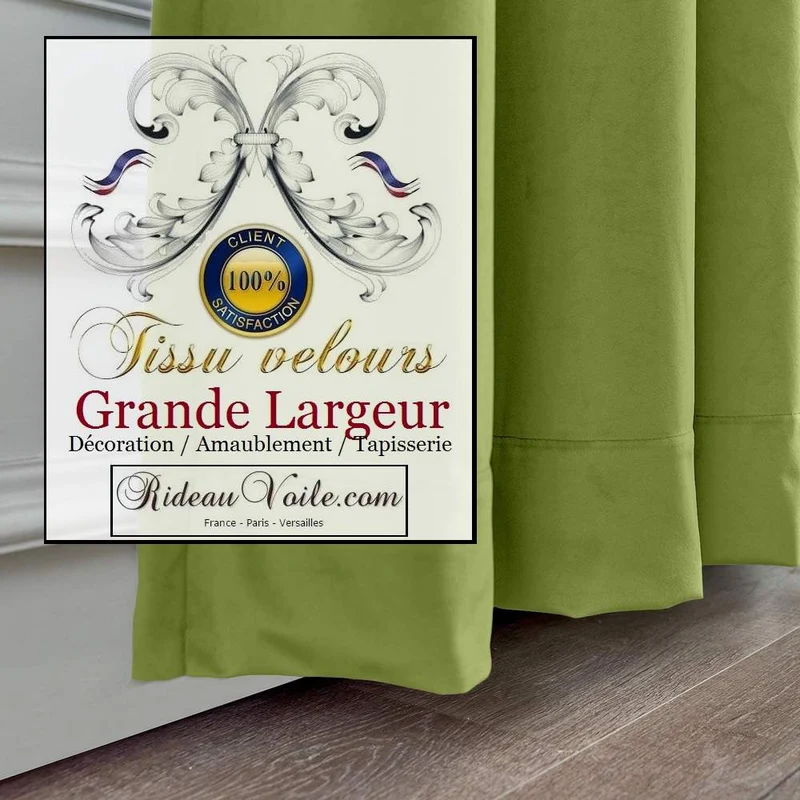 Tissu Velours vert grande largeur mètre ameublement intérieur rideau sur mesure