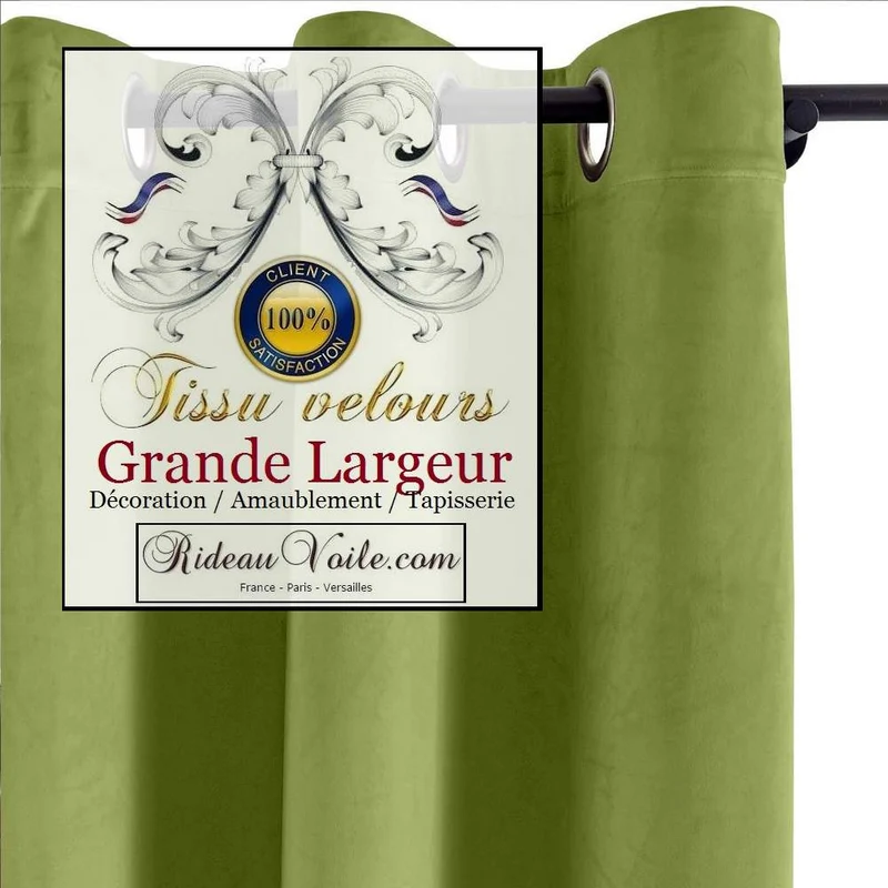 Tissu Velours vert grande largeur mètre ameublement intérieur rideau sur mesure