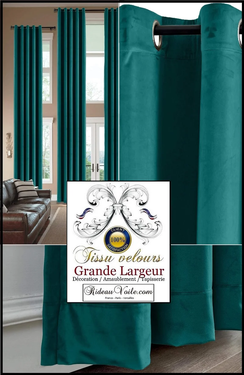Velours vert mètre ameublement équipement hôtellerie rideau sur mesure