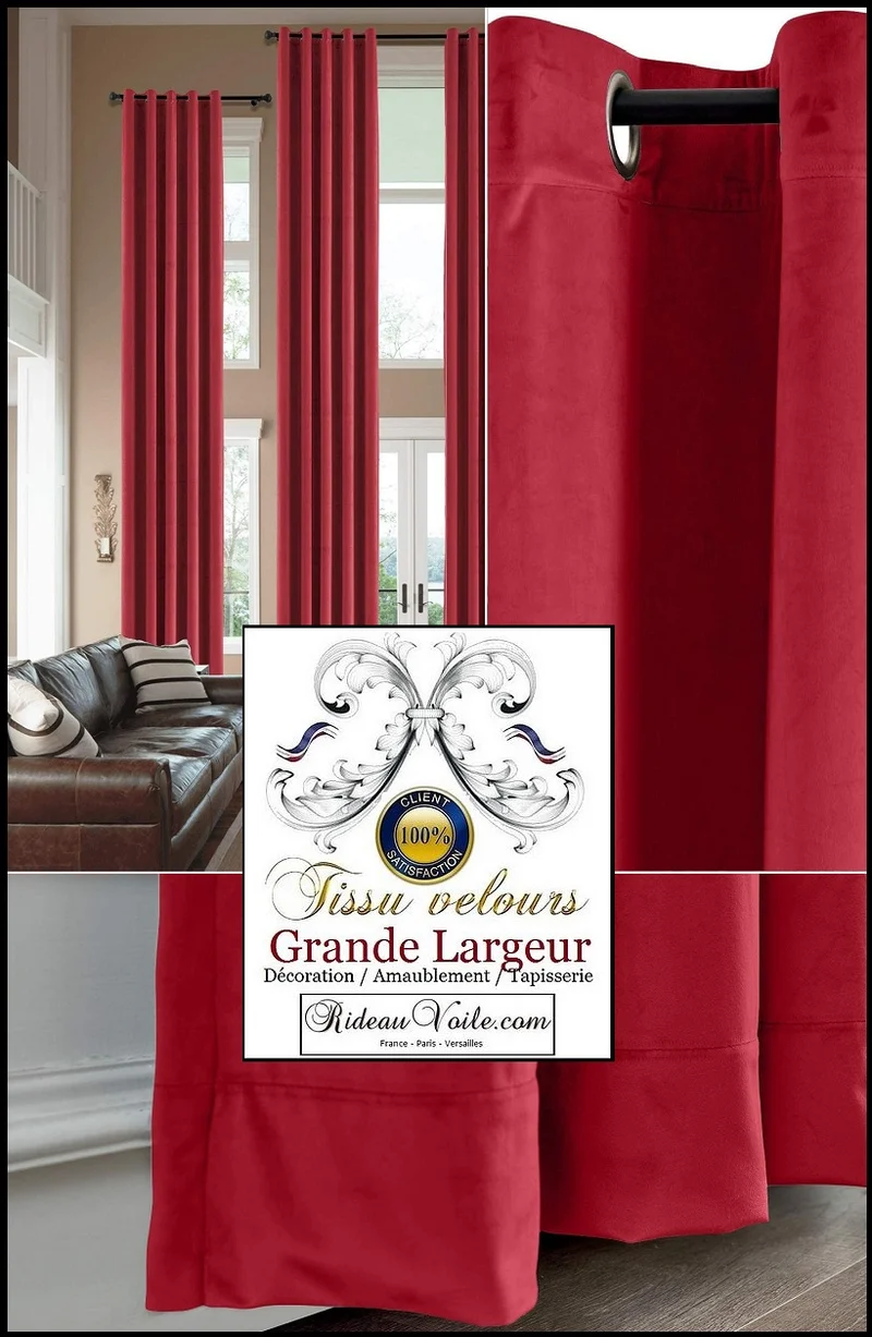 Velours rouge grande largeur mètre ameublement intérieur rideau sur mesure
