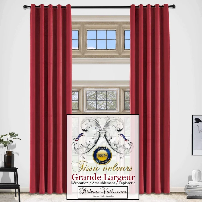 Velours rouge grande largeur mètre ameublement intérieur rideau sur mesure