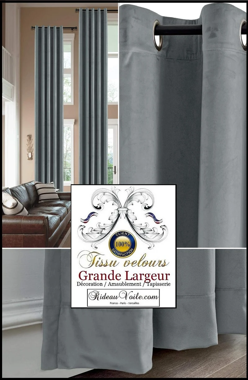 Tissus d'ameublement au mètre velours gris grande largeur haut gamme rideau canapé