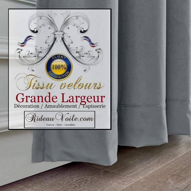 Tissus d'ameublement au mètre velours gris grande largeur haut gamme rideau canapé