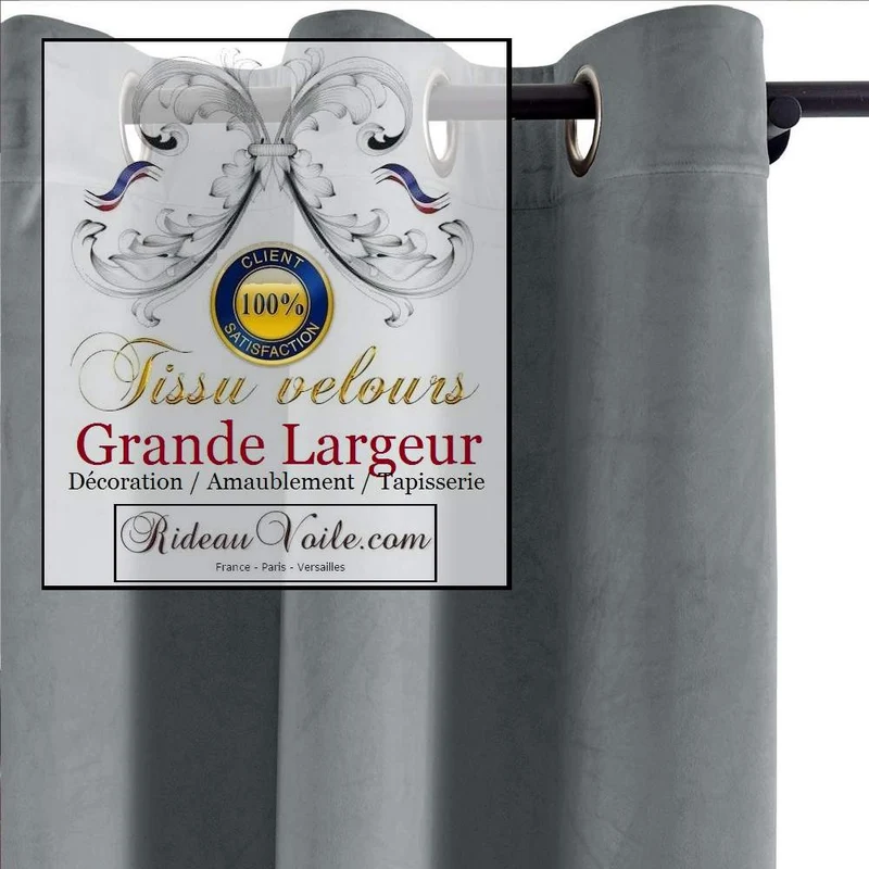 Tissus d'ameublement au mètre velours gris grande largeur haut gamme rideau canapé