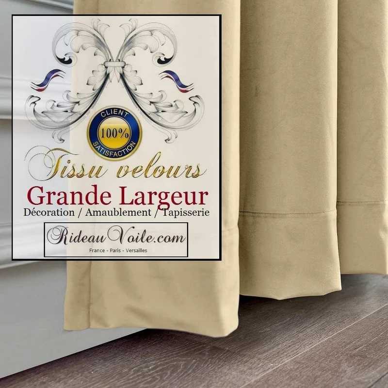 Tissu luxe d'éditeur textile ameublement mètre velours beige confection rideau
