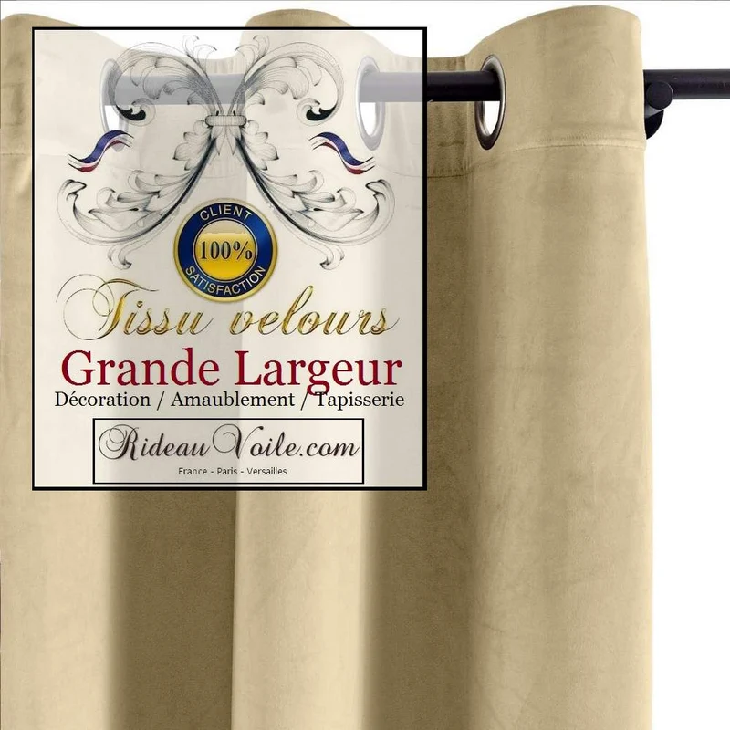 Tissu luxe d'éditeur textile ameublement mètre velours beige confection rideau