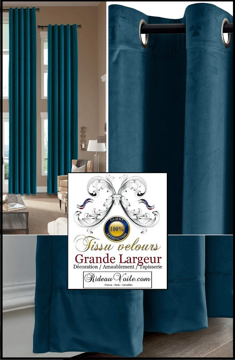 Tissus d'éditeur textile ameublement intérieur velours bleu marine haut gamme rideau