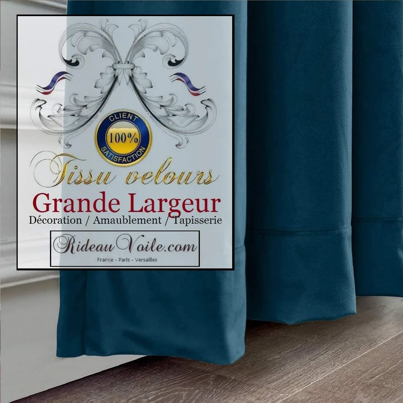 Tissus d'éditeur textile ameublement intérieur velours bleu marine haut gamme rideau