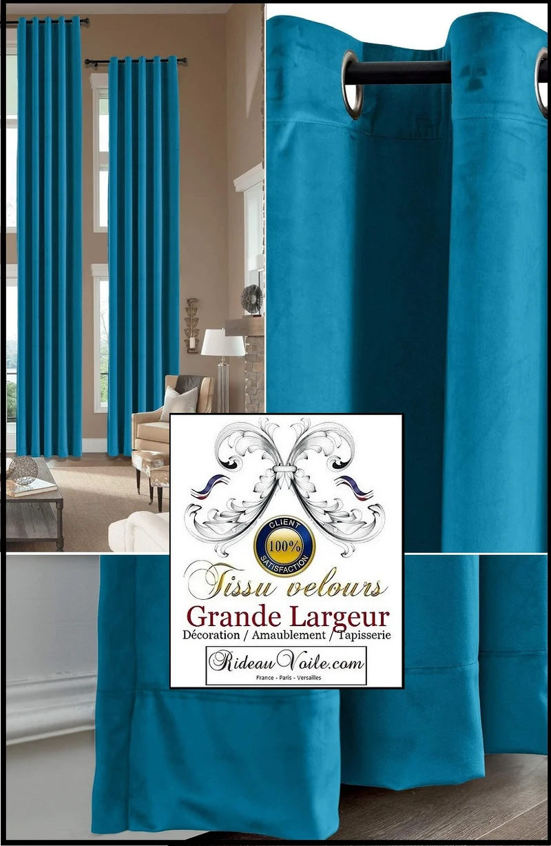 Tissus d'éditeur textile ameublement déco d'intérieur velours bleu haut gamme rideau