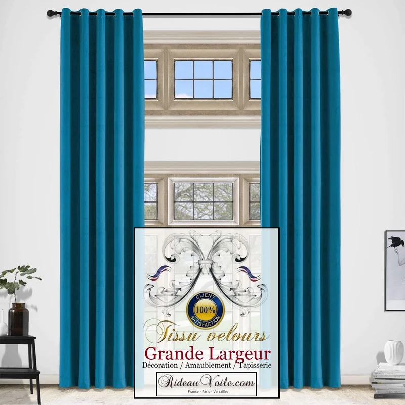 Tissus d'éditeur textile ameublement déco d'intérieur velours bleu haut gamme rideau