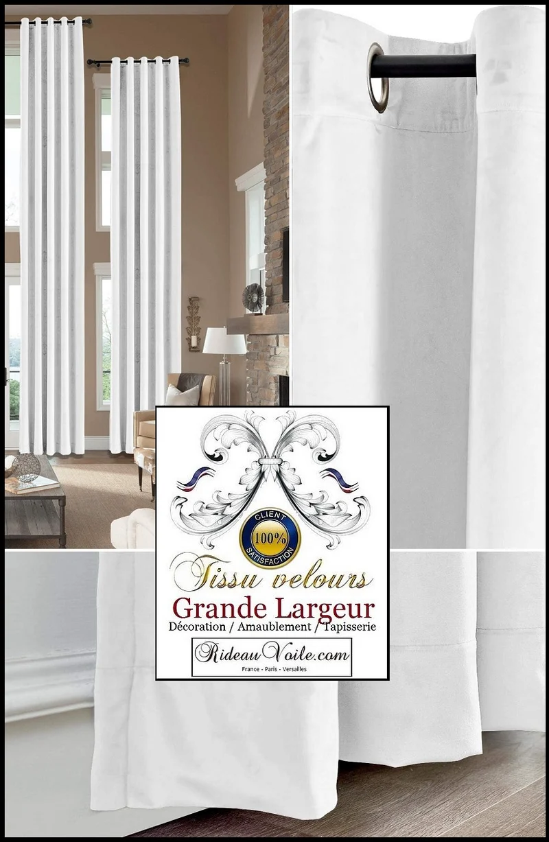 Tissu blanc velours d'éditeur Français d'ameublement Décoration luxe intérieur rideau