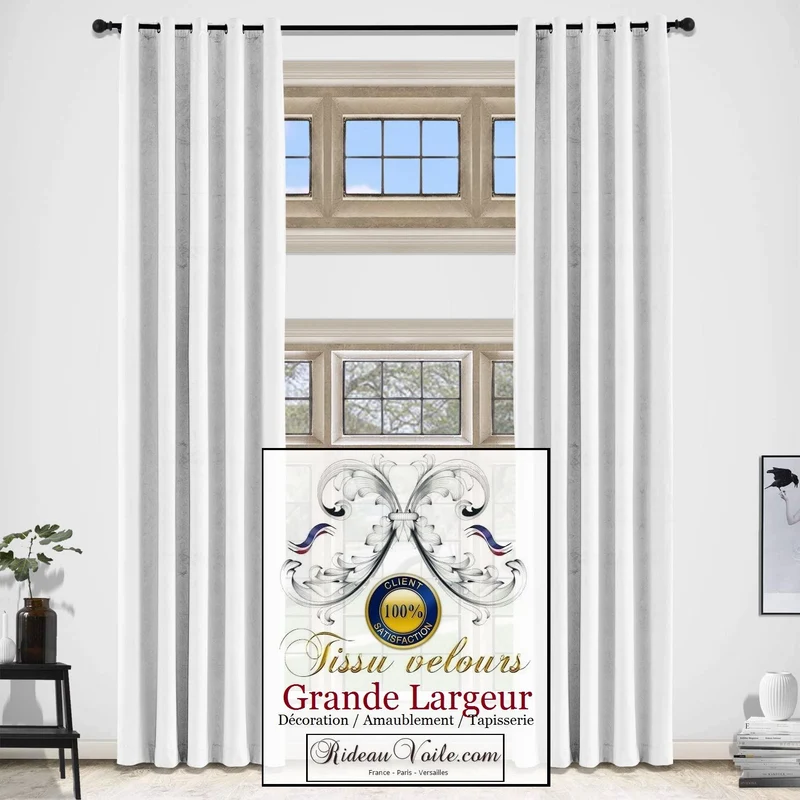 Tissu blanc velours d'éditeur Français d'ameublement Décoration luxe intérieur rideau
