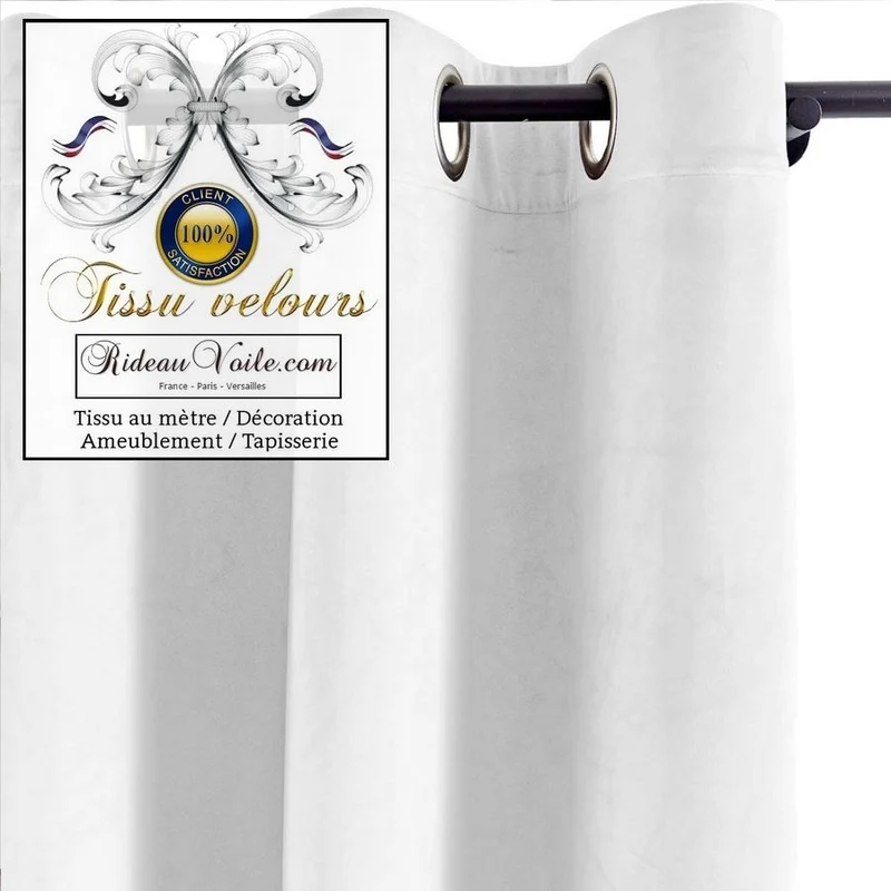 Tissu blanc velours d'éditeur Français d'ameublement Décoration luxe intérieur rideau