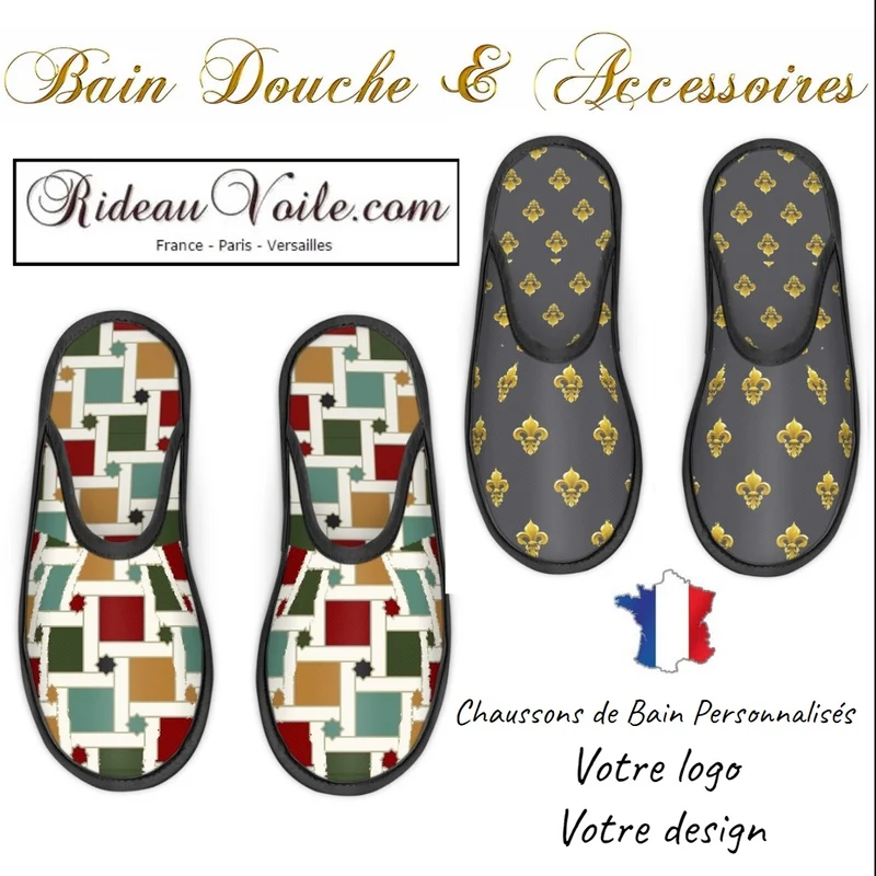 Rideauvoile Chaussons pantoufles bain douche personnalisés éditeur textile création